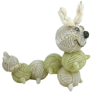 Gombolyag állatok, zöld-bézs, kukac, 8,5x8 cm