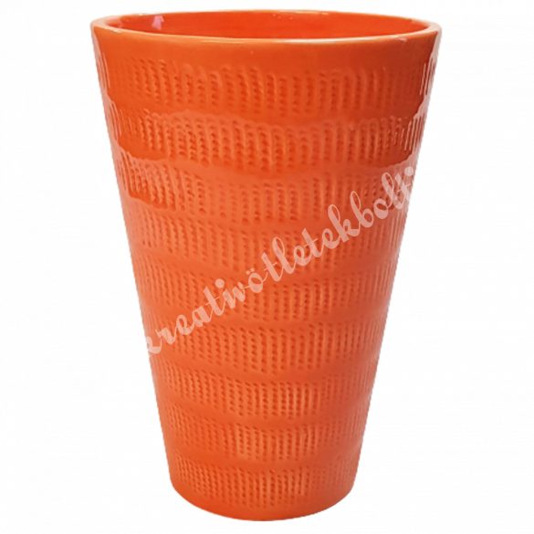 Kerámia váza, narancssárga, 13x19 cm