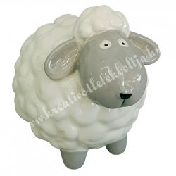 Porcelán bárány, fehér, 13x12 cm