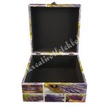 Levendula mintás fa díszdoboz, 20x10 cm