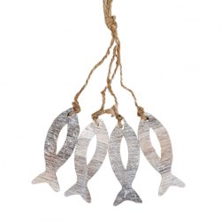 Akasztós dísz, fa halacska, 12x22 cm