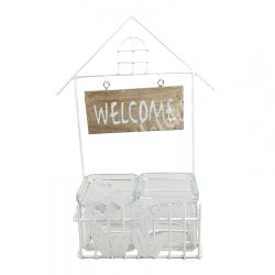 Fém házikó, 2 db üvegmécsessel, 21x29 cm