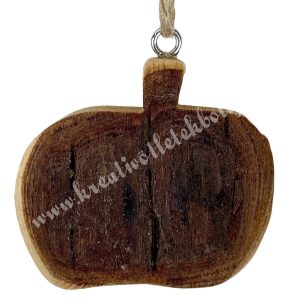 Akasztós fa alma, barna, 5,5x5 cm