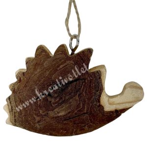 Akasztós fa süni, barna, 6x4 cm