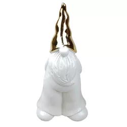 Porcelán manó, arany sapkában, 10x22,7 cm