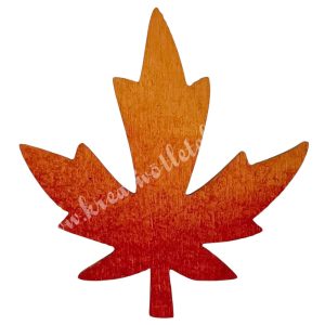 Ragasztható fa levél, narancs-piros, 3x3,2 cm