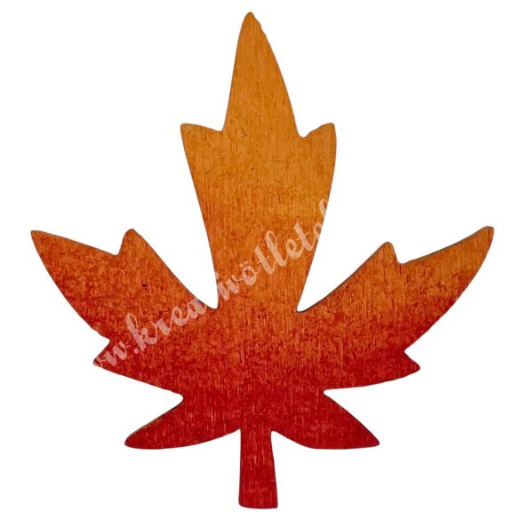 Ragasztható fa levél, narancs-piros, 3x3,2 cm