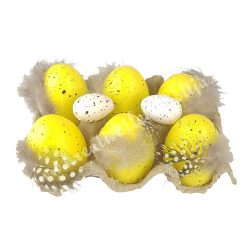 Műanyag tojás dobozban, sárga, 14x10 cm