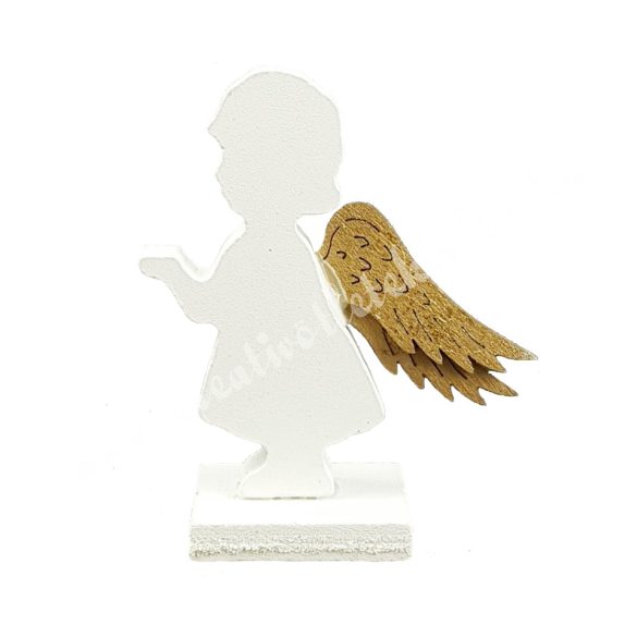 Fa angyal, arany szárnnyal, 9x11,3 cm