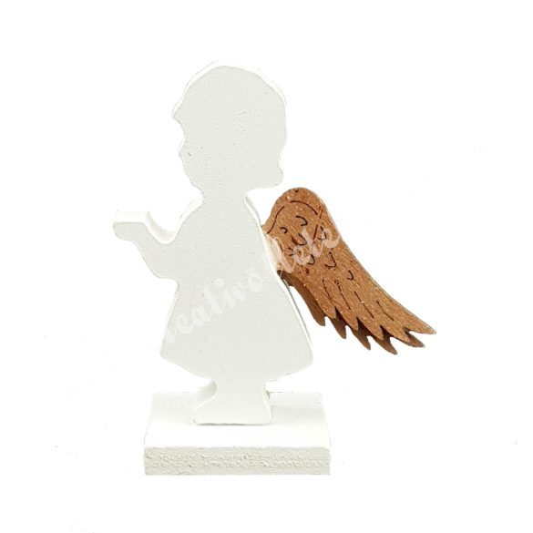 Fa angyal, bronz szárnnyal, 6,5x8,3 cm