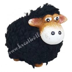 Bolyhos bárány, fekete, 8x7 cm