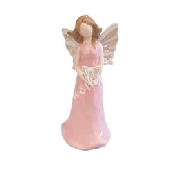 Porcelán angyal, rózsaszín ruhában, pillangóval