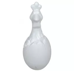 Porcelán tyúk, fehér tojásban, 7x15 cm