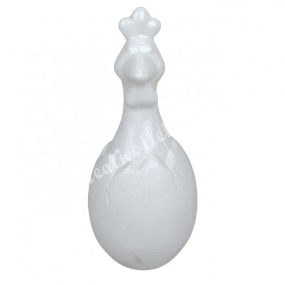 Porcelán tyúk, fehér tojásban, 7x15 cm