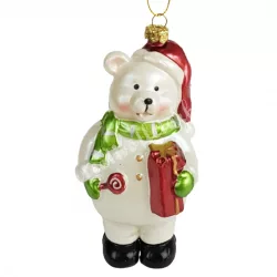 Akasztós, műanyag maci, fehér, 6x13 cm