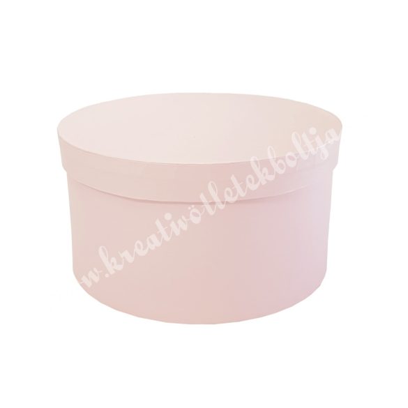 Kerek kalapdoboz, púder rózsaszín, közepes, 20x10 cm