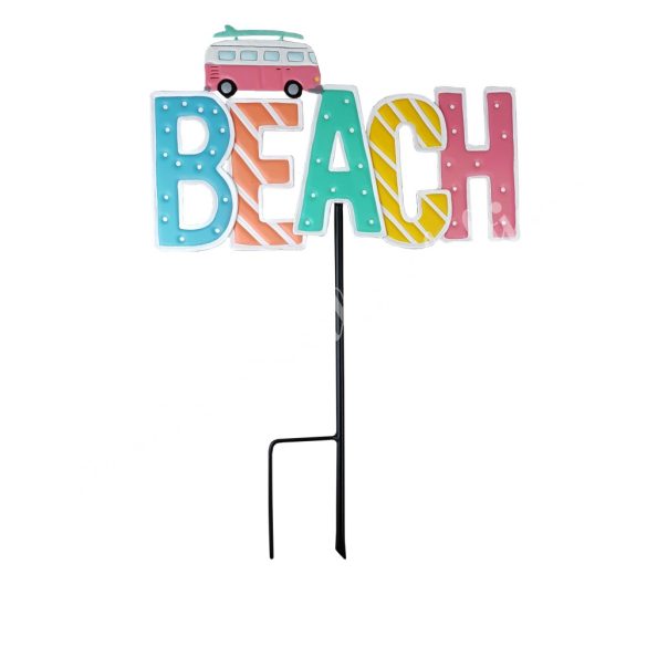 Fém betűző, "Beach" felirattal, 41,5x60 cm