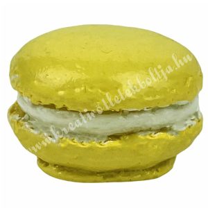 Polyresin macaron, sárga, 2,5x1,5 cm