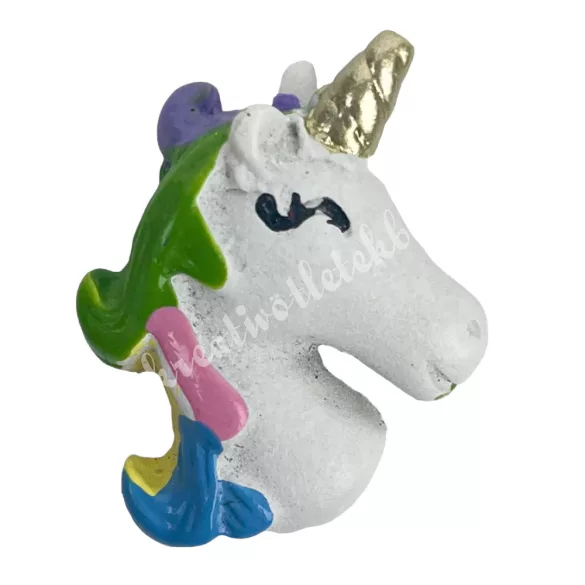 Polyresin unikornis fej, 2,2x3 cm