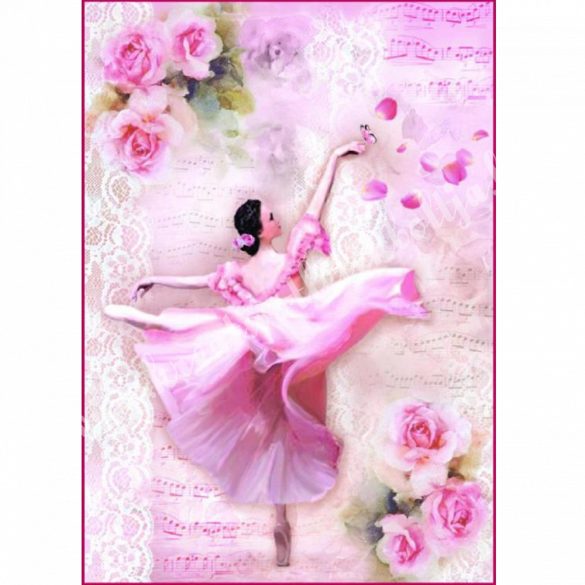 Rizspapír, Ballerina rózsákkal, A4 (4308)
