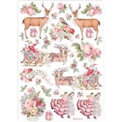 Rizspapír, rózsaszín karácsony, A4 (4923)