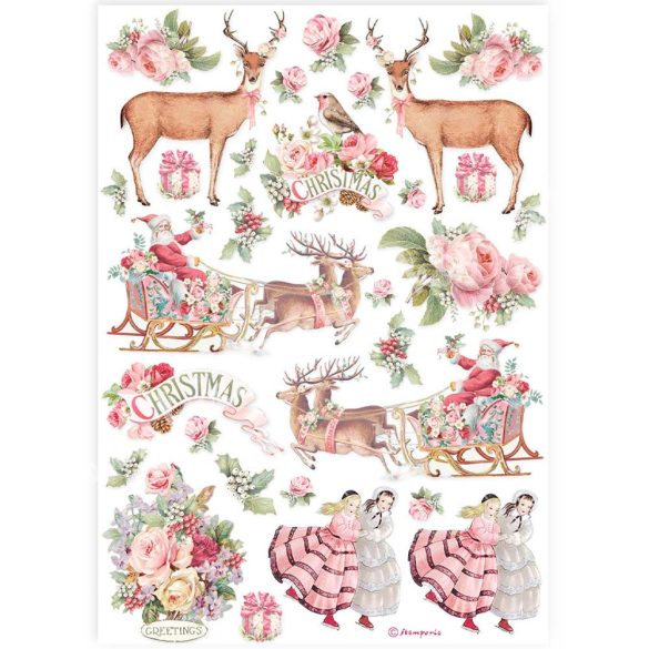 Rizspapír, rózsaszín karácsony, A4 (4923)