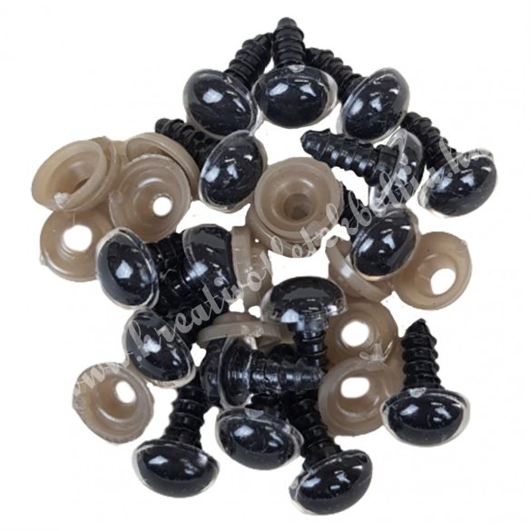 Biztonsági szem, fekete, átlátszó széllel, 12 mm, 8 pár/csomag