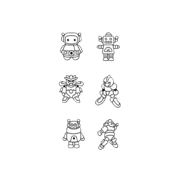 Amos üvegmatricafesték készlet, 6X10,5ML+6 robot fényvarázsforma