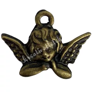 Fémmedál, angyal, antikréz, 2x1,5 cm