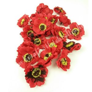Polifoam cirmos virágfej, piros, 4 cm
