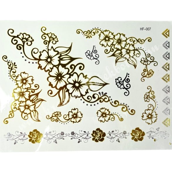 Metál tetováló matrica, virág, 14x18 cm