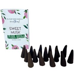   Füstölő kúp, vízesés hatású füstölőhöz, édes pézsma, 15 darab/csomag