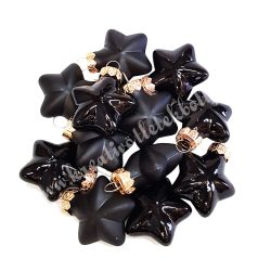 Üvegdísz, csillag, fekete, 4 cm, 12 darab/doboz