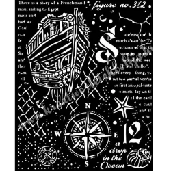 Stencil 66., hajó és iránytű, 20x25 cm