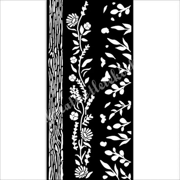 Stencil 110., virágok, faerezet, 12x25 cm