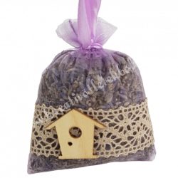   Levendulazsák szárított levendulával, házikó kör ablakkal, 7x8 cm