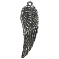 Fémmedál, angyalszárny, platina, 1,2x3,7 cm