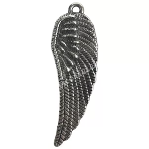 Fémmedál, angyalszárny, platina, 1,2x3,7 cm