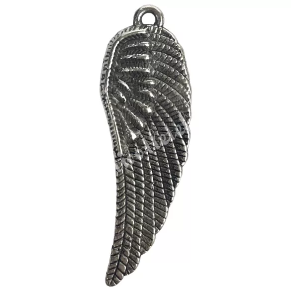 Fémmedál, angyalszárny, platina, 1,2x3,7 cm