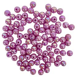 Műanyag gyöngy, lila, irizáló, 6 mm, 10 g/csomag