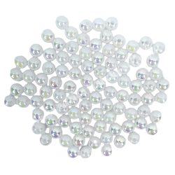 Műanyag gyöngy, fehér, irizáló, 6 mm, 10 g/csomag