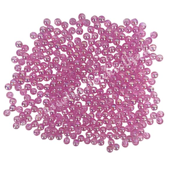 Műanyag gyöngy, rózsaszín, irizáló, 4 mm, 10 g/csomag