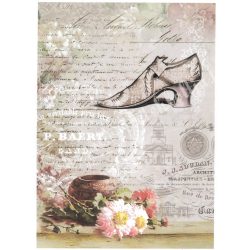 Rizspapír, Cipő, virág, régi kézírás, A4 (R0706)
