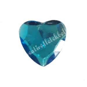 Ragasztható műanyag szív, kék, 2x2 cm