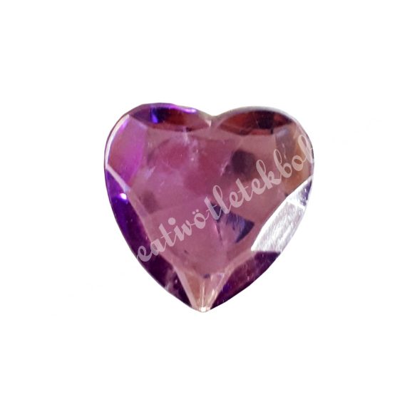 Ragasztható műanyag szív, lila, 2x2 cm