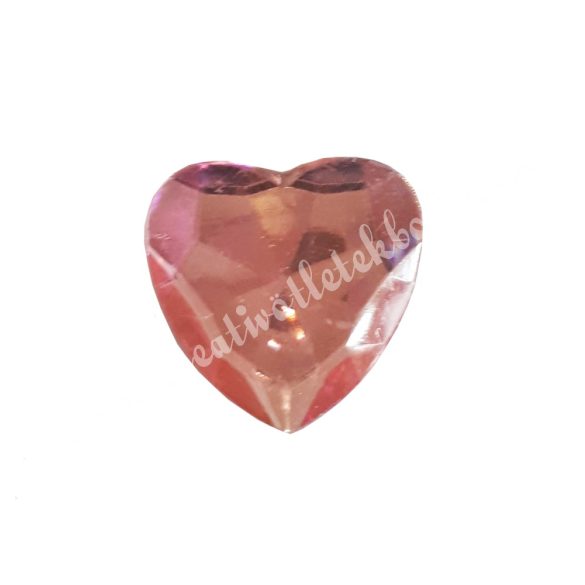 Ragasztható műanyag szív, rózsaszín, 2x2 cm