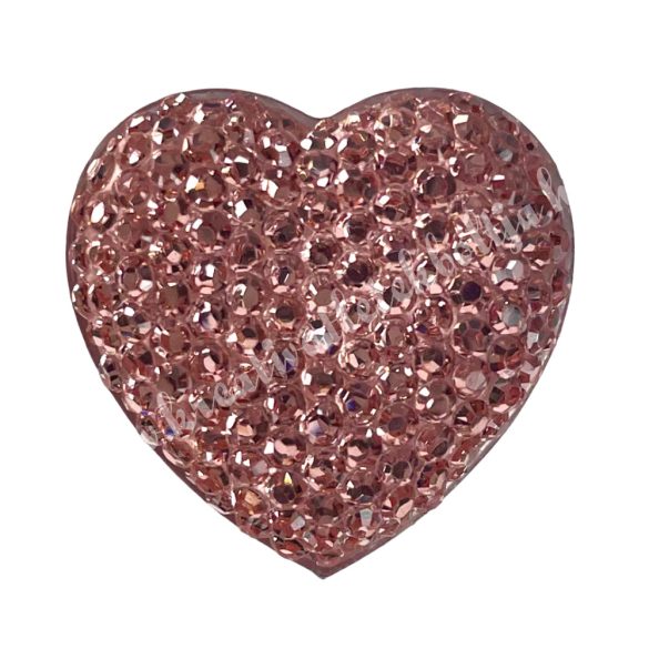 Ragasztható műanyag szív, rózsaszín, 2,3x2,3 cm
