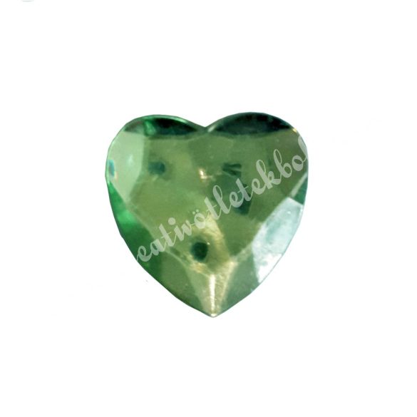 Ragasztható műanyag szív, zöld, 2x2 cm