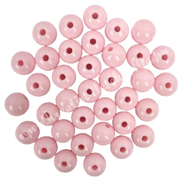 Műanyag gyöngy, világos rózsaszín, 8 mm, 10 g/csomag