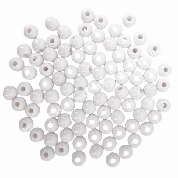 Műanyag gyöngy, fehér, 6 mm, 10 gr/csomag